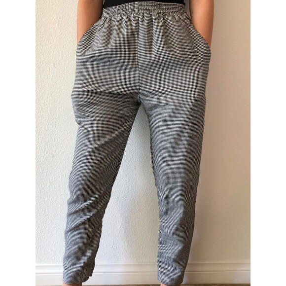 Briggs New York Pants - Briggs New York Black White Houndstooth High Rise Pull On Ankle Pants 14